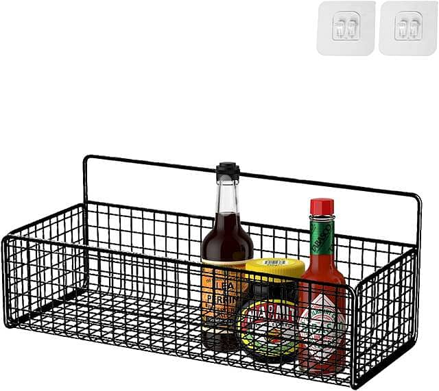 No-Drill Wall Mount Storage Basket – Heavy-Duty Iron Rack for Kitchen 8