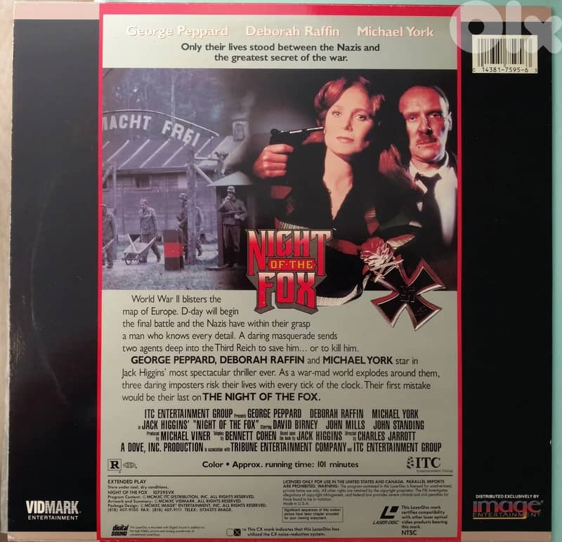 NIGHT OF THE FOX Laserdisc George Peppard, Michael York, Deborah 1