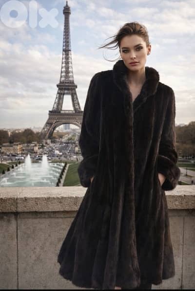 vison femelles manteau longue noir Roger roche .