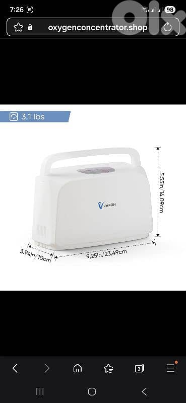 VARON 3L Continuous Flow Portable Oxygen Concentrator NT-03 4