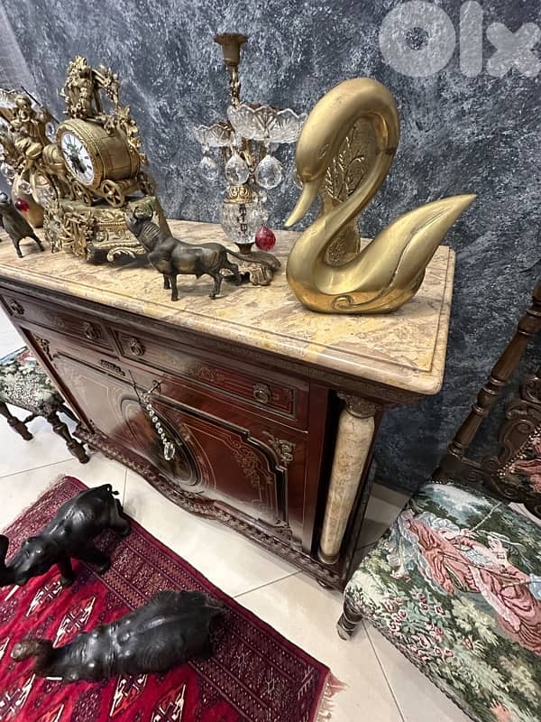 Gorgeous Italian sideboard, Unique Metalwork and 2 chairs auntique 1