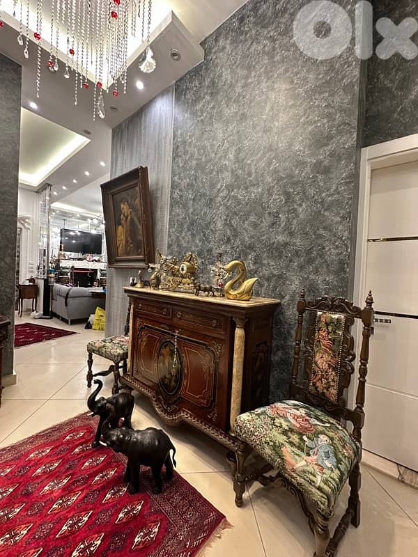 Gorgeous Italian sideboard, Unique Metalwork and 2 chairs auntique 6