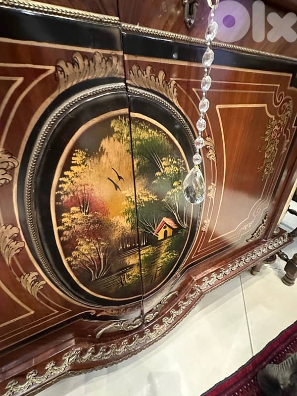 Gorgeous Italian sideboard, Unique Metalwork and 2 chairs auntique 7