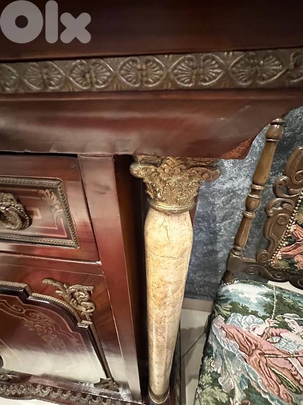 Gorgeous Italian sideboard, Unique Metalwork and 2 chairs auntique 8