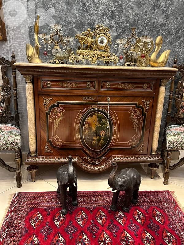 Gorgeous Italian sideboard, Unique Metalwork and 2 chairs auntique 10