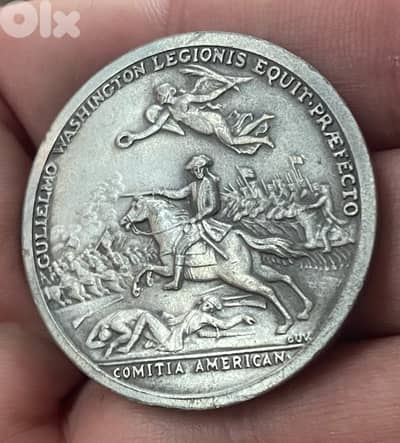 ميدالية عسكرية  تذكارية أميركي ويليام واشنطن يقود الجيش إلى النصر