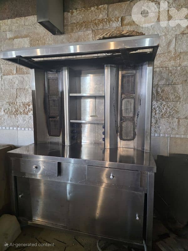 براد لحمة واجهتين وفرن غاز ١٤٠ سم ومكنة شاورما 2