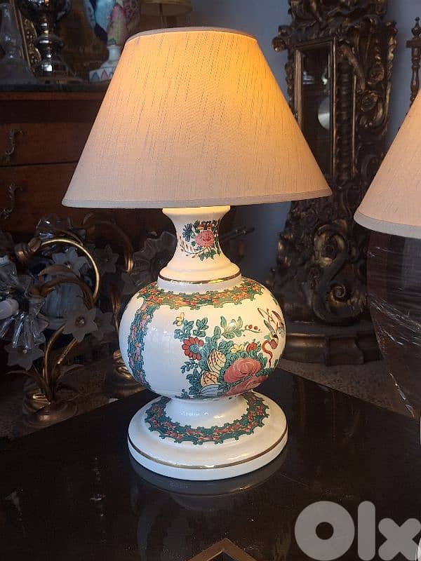 pair of antique Japanese large porcelain signed lamps 2
