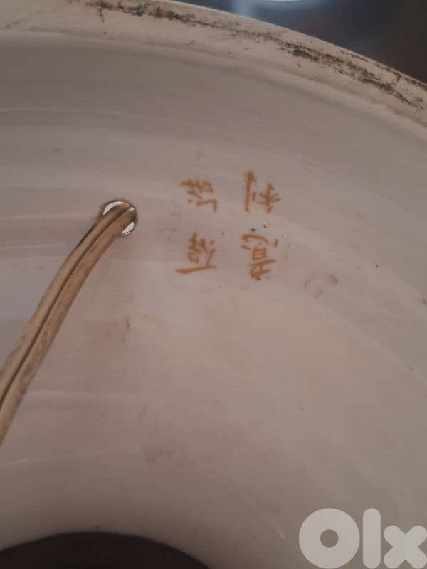 pair of antique Japanese large porcelain signed lamps 7