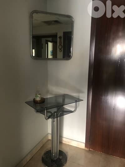 console with mirror