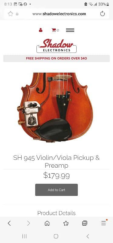 SHadow sh 945 violin pickup and preamp