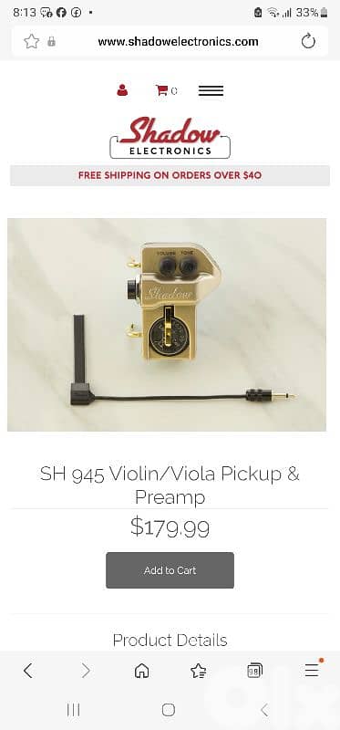 SHadow sh 945 violin pickup and preamp