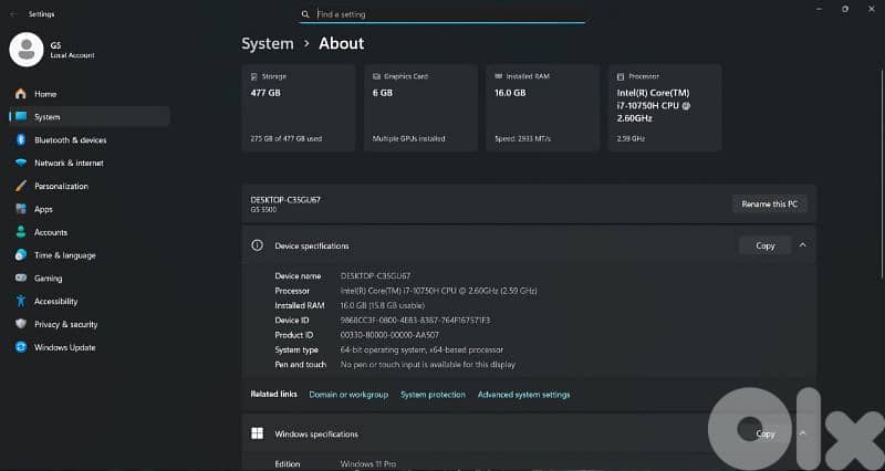 DELL G5 5500 (RTX 2060)GAMING LAPTOP 2