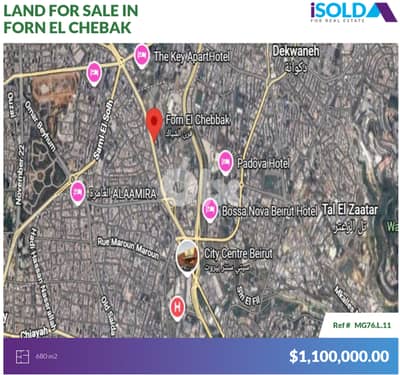 680m2 prime land 4sale in Forn el chebak - أرض للبيع في فرن الشباك