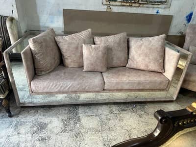 طقم كنبايات شغل توصاية خشب بوندي اسفنج إكسترا مع طاولة شبه جديد