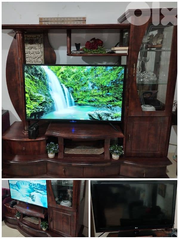 سفرة انتيك ٨ كراسي سفنج ضهر و قعدة سوبر مضغوط و مكتبة و تلفزيون ٤٣ انش 1