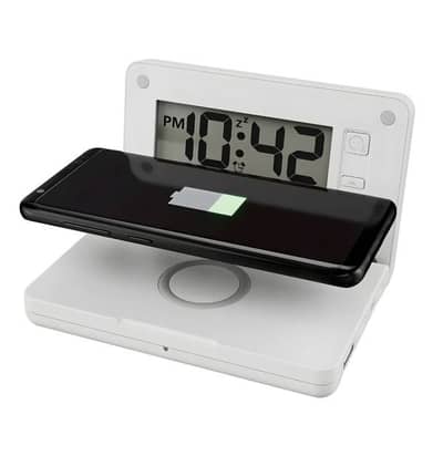 Silver Crest Digital Alarm Clock+Qi Wireless Charging/LCD/ 4$ delivery