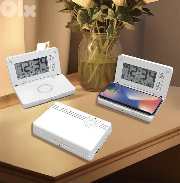 Silver Crest Digital Alarm Clock+Qi Wireless Charging/LCD/ 4$ delivery 2