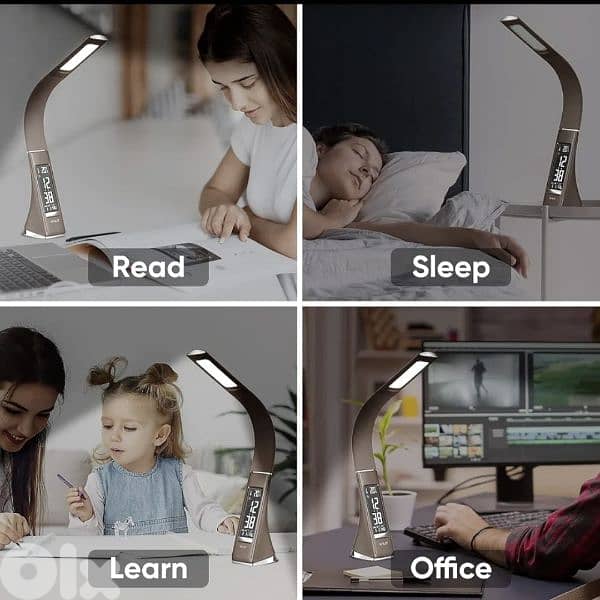 LIVARNO home LED table lamp with integrated clock. / 4$delivery. 5