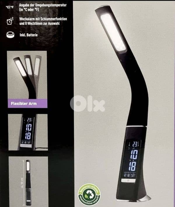 LIVARNO home LED table lamp with integrated clock. / 4$delivery. 6