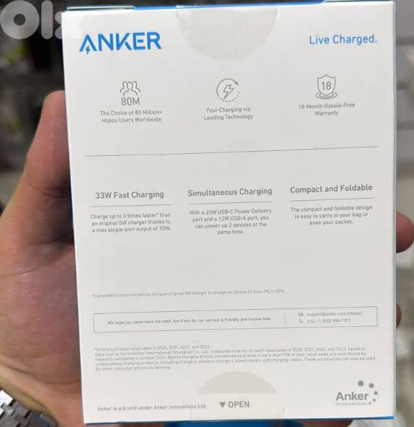 Anker 323 charger with 310 usb-c to lightning cable (33w,3ft) 1