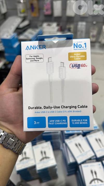 Anker 322 Usb-c To Usb-c Cable 3ft 60w white (Braided)