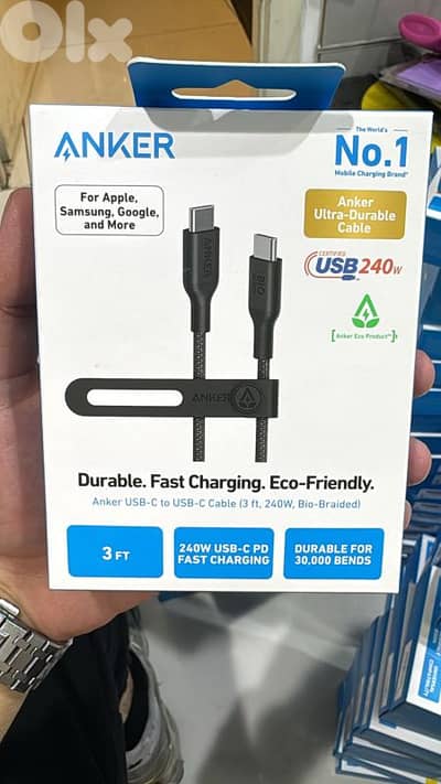 Anker 544 Neylon usb-c to usb-c cable 3ft 240w black