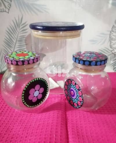 handpainted glass jars