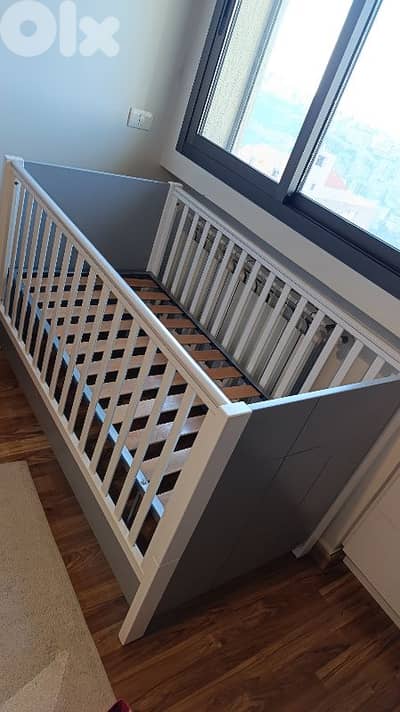 Casababy white/gray wooden baby crib