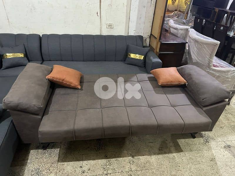 صوفا باد مودرن تركي بتفتح صندوق وتخت شبه جديدة 2
