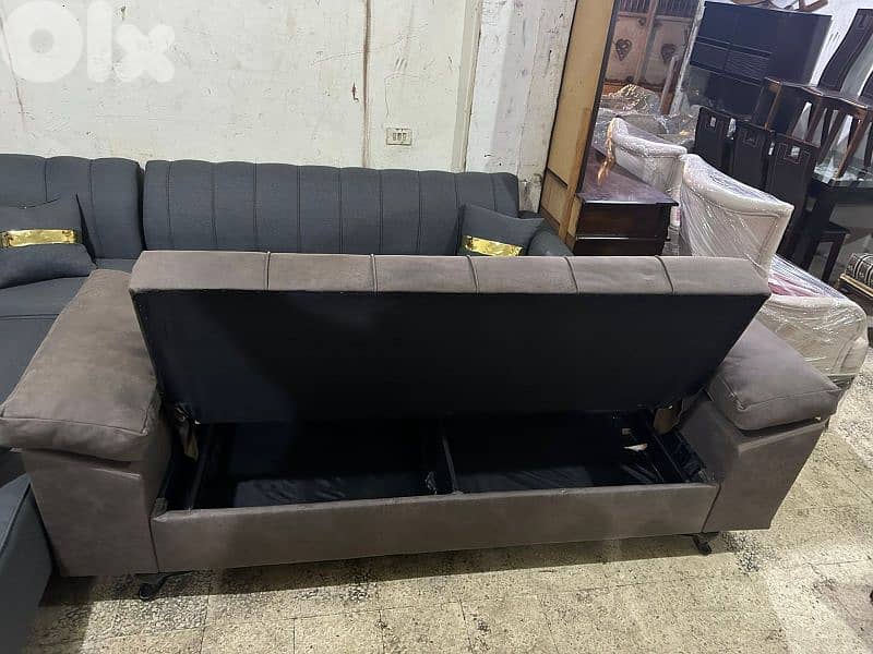 صوفا باد مودرن تركي بتفتح صندوق وتخت شبه جديدة 3