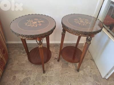 طاولات زواية صالون عدد٢ برونز مع مركتري انتيك