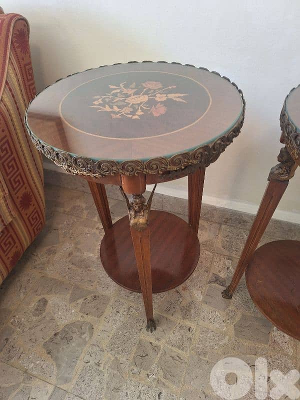 طاولات زواية صالون عدد٢ برونز مع مركتري انتيك 1