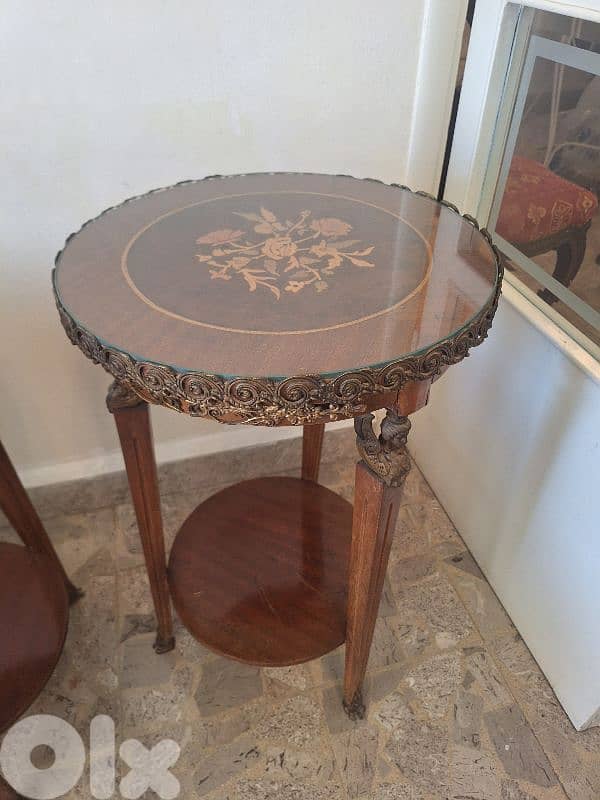 طاولات زواية صالون عدد٢ برونز مع مركتري انتيك 2