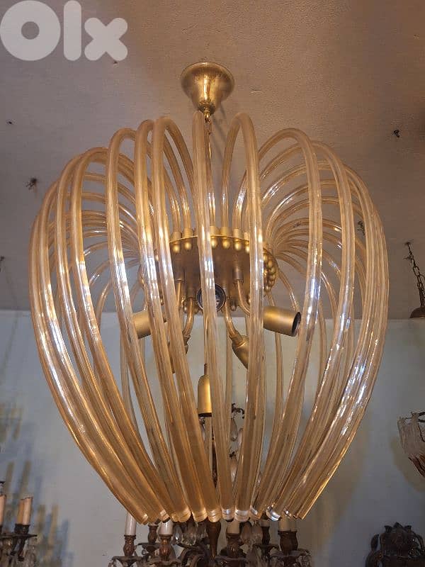 Chandelier in Murano Glass and Brass by Paolo Venini  Italy, 1950s 1