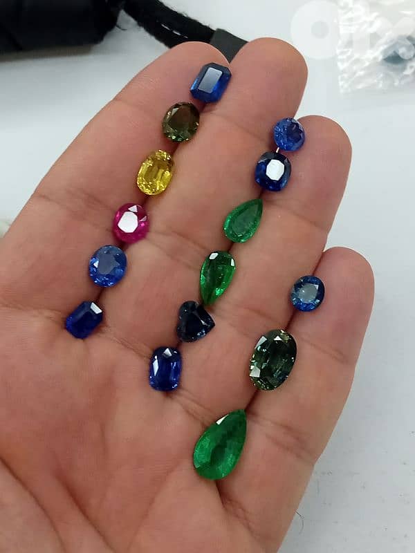 natural gemstones, emerald,  sapphire 2
