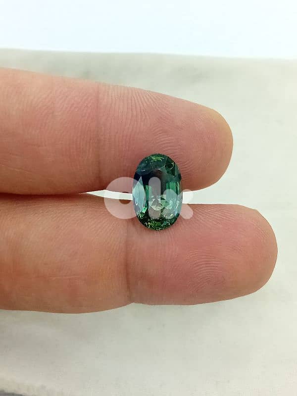 certified green sapphire 5.33 ct. no heat 2
