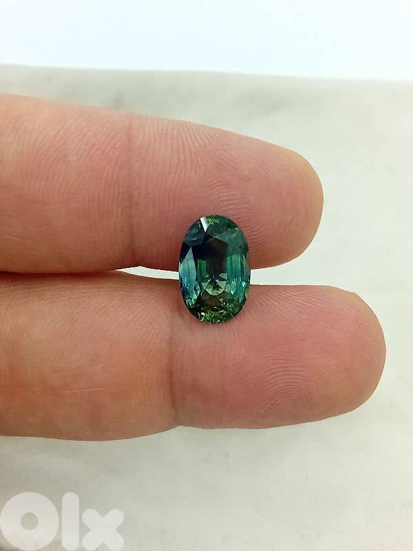 certified green sapphire 5.33 ct. no heat 3