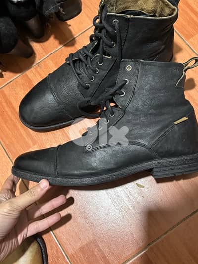 Levi's Emerson Black Leather Lace-Up Boots - Men’s Size 46
