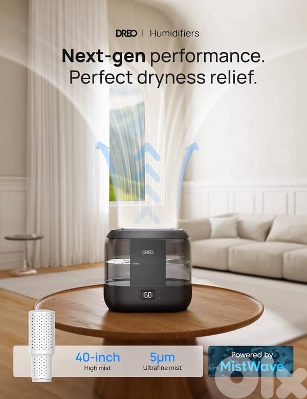 Dreo Bedroom Humidifiers, 4 Litre Cold Mist Smart Humidifier 1