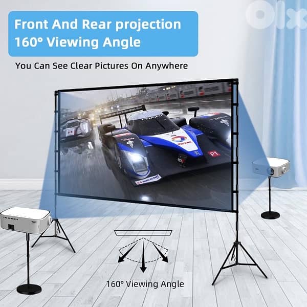 TOWOND Outdoor Projector Screen with Stand, 120-inch Portable Screen 4