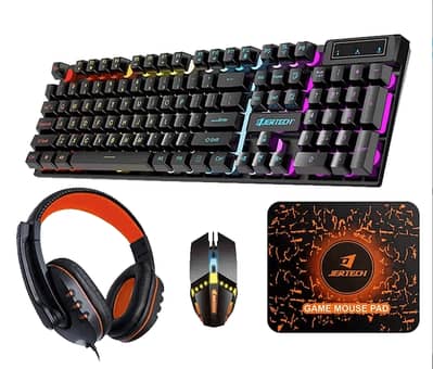 Jertech Set 4 In 1 Keyboard Mouse Headset Mousepad CT4-01 EN Wired Gam