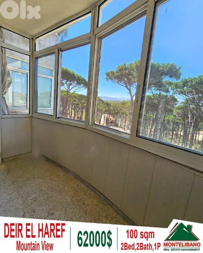 100 sqm Apartment For Sale in Deir El Harf (دير الحرف) + Mountain View