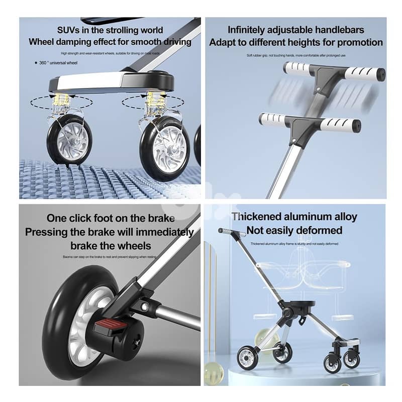 Foldable Twin Baby Stroller With Sunshade & Storage Bag - عربة أطفال 1