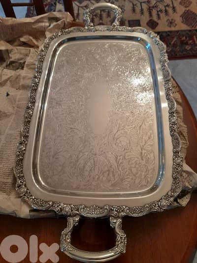 large hand made silver tray