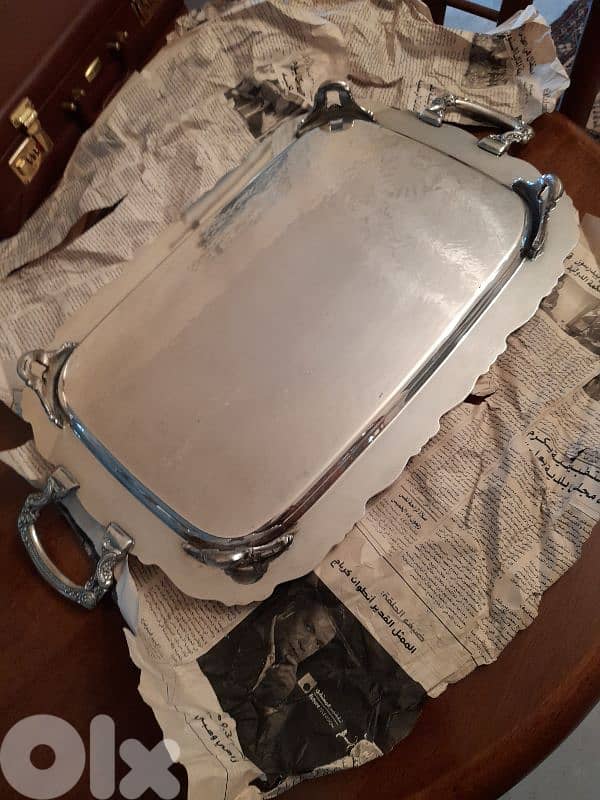 large hand made silver tray 2