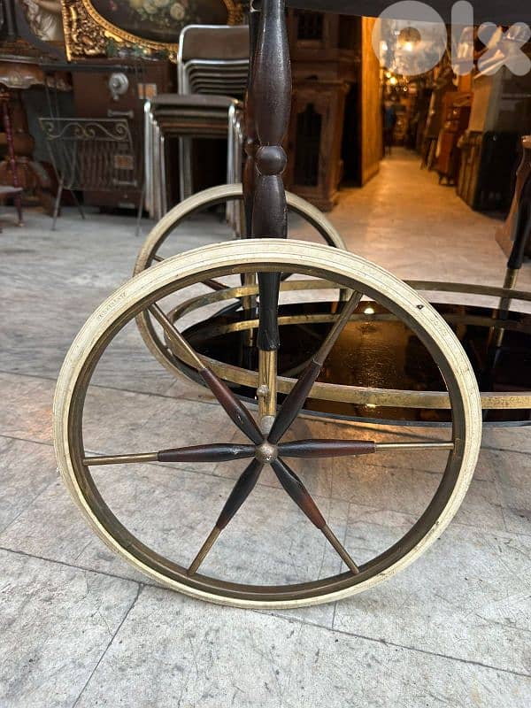 art deco brass and balck glass serving trolley 50s 5