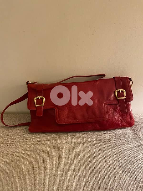 real leather Vintage red purse 2