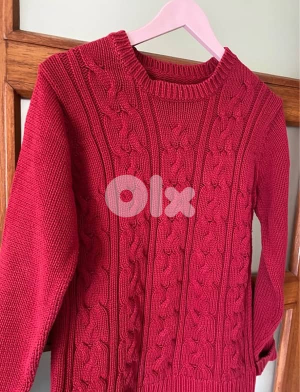 red cable knit cotton sweater 3