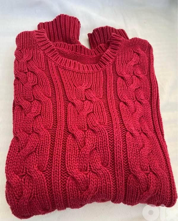 red cable knit cotton sweater 5